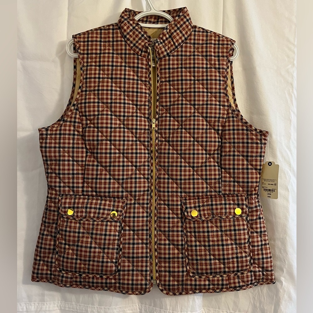 Beige plaid vest.